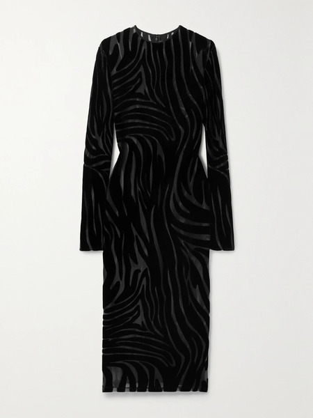  Versace Versace - Devoré-velvet Midi Dress - Black 