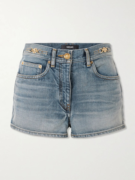  Versace Versace - Embellished Denim Shorts - Mid Denim 