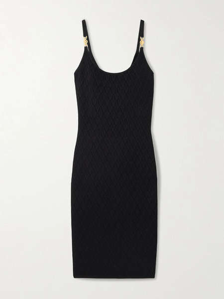  Versace Versace - Embellished Knitted Midi Dress - Black 