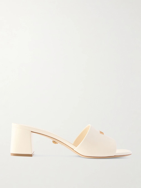 Versace Versace - Embellished Leather Mules - Cream 