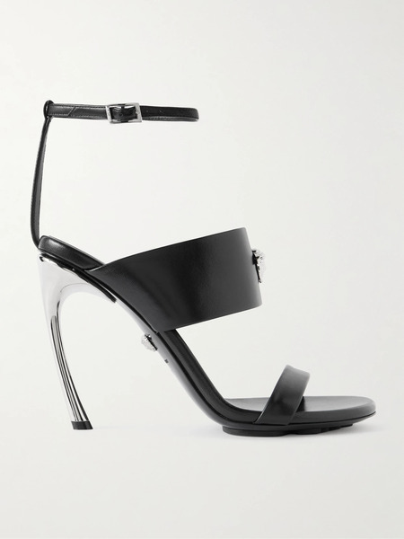  Versace Versace - Embellished Leather Sandals - Black 