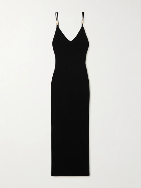  Versace Versace - Embellished Stretch-jersey Midi Dress - Black 