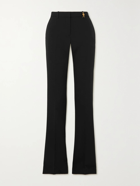  Versace Versace - Embellished Stretch-wool Flared Pants - Black 