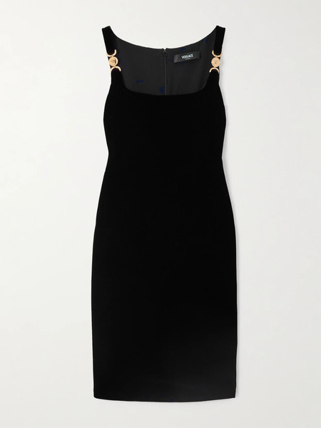  Versace Versace - Embellished Velvet Mini Dress - Black 