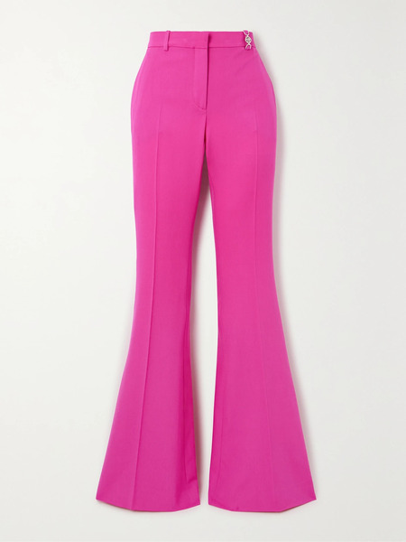  Versace Versace - Embellished Wool-twill Flared Pants - Pink 