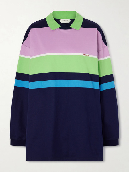  Versace Versace - Embroidered Striped Cotton-jersey Sweater - Multi 