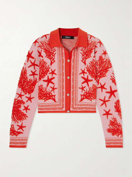  Versace Versace - Jacquard-knit Cardigan - Red 