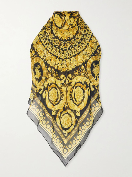  Versace Versace - Printed Cotton And Silk-blend Voile Blouse - Black 