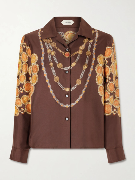  Versace Versace - Printed Silk Twill Shirt - Brown 