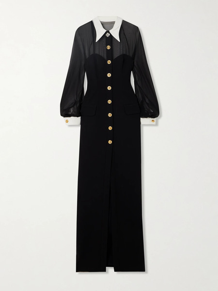  Versace Versace - Silk-chiffon And Cady Shirt Dress - Black 
