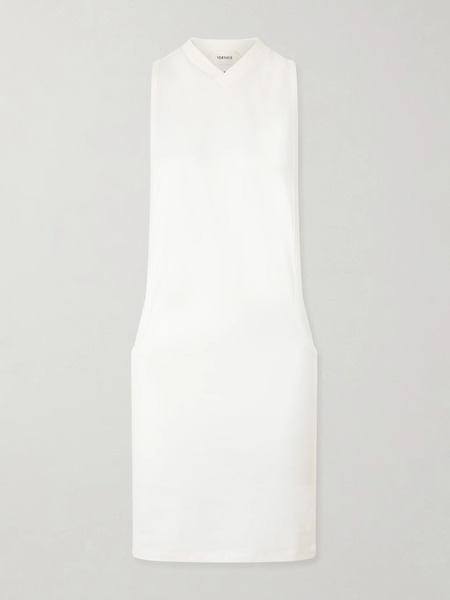  Versace Versace - Sleeveless Embroidered Stretch-cotton Jersey Dress - White 