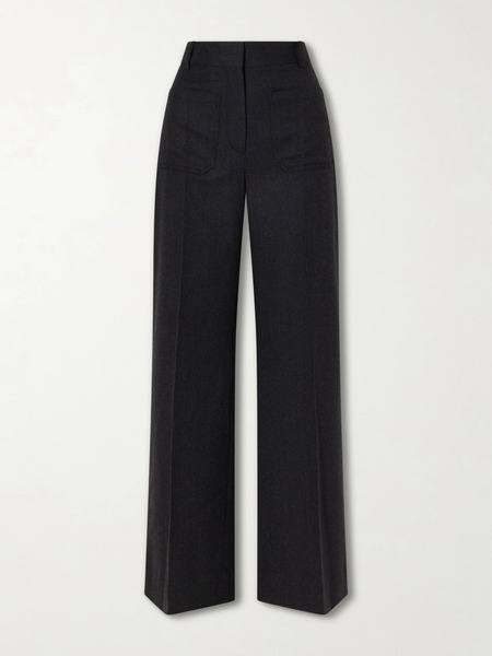  Victoria Beckham Victoria Beckham - Alina Wide-leg Wool Pants - Dark Gray 