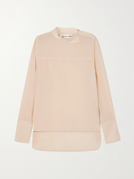  Victoria Beckham Victoria Beckham - Asymmetric Silk-chiffon Blouse - Pink 