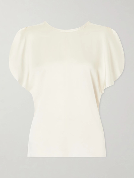  Victoria Beckham Victoria Beckham - Bela Draped Satin Blouse - Off-white 