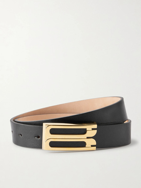  Victoria Beckham Victoria Beckham - Frame Textured-leather Belt - Black 