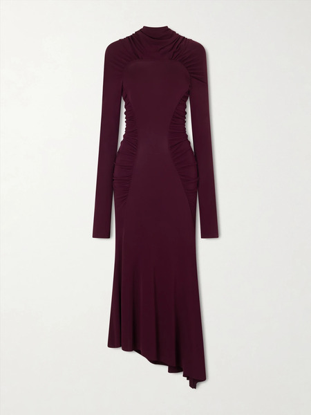  Victoria Beckham Victoria Beckham - Gathered Crepe Maxi Dress - Burgundy 