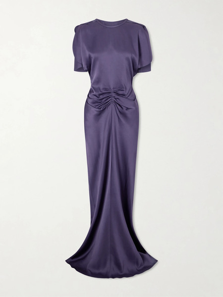  Victoria Beckham Victoria Beckham - Isabella Ruched Satin Gown - Midnight Blue 