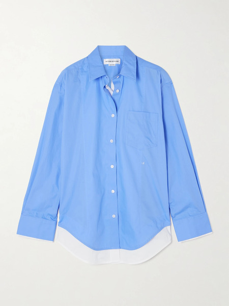  Victoria Beckham Victoria Beckham - Layered Cotton-poplin Shirt - Light Blue 