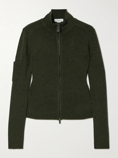  Victoria Beckham Victoria Beckham - Merino Wool-blend Zip-up Sweater - Green 