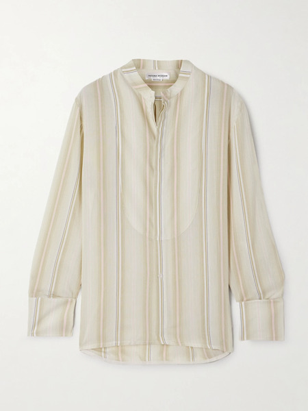  Victoria Beckham Victoria Beckham - Striped Woven Shirt - Green 