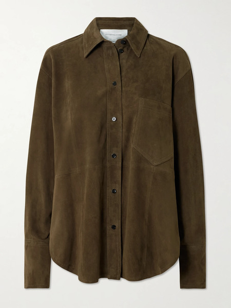  Victoria Beckham Victoria Beckham - Suede Shirt - Dark Green 