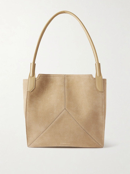  Victoria Beckham Victoria Beckham - The Victoria Soft Mini Leather-trimmed Suede Tote - Sand 