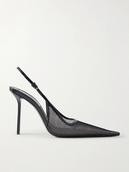  Victoria Beckham Victoria Beckham - Victoria Leather-trimmed Mesh Slingback Pumps - Black 