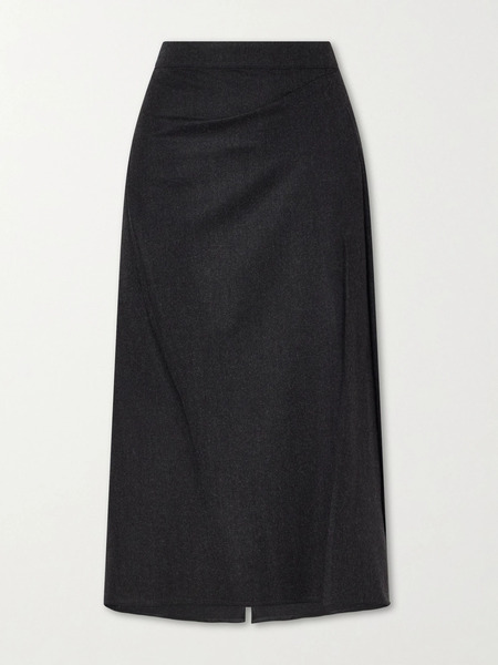  Victoria Beckham Victoria Beckham - Wool Pleated Midi Skirt - Dark Gray 