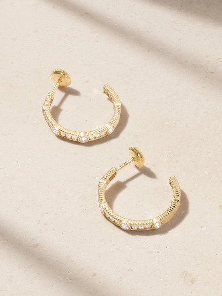 Viltier Viltier - Rayon 18-karat Gold Diamond Hoop Earrings - One Size 