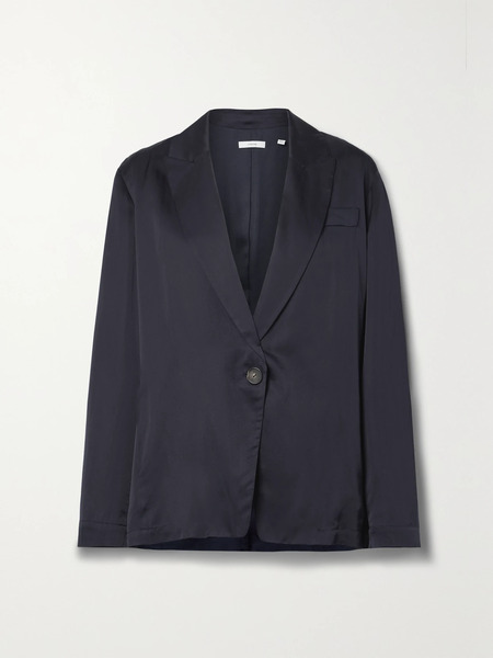  Vince Vince - Silk And Cotton-blend Habotai Blazer - Midnight Blue 