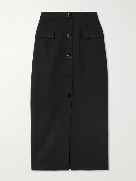  Violante Nessi Violante Nessi - Adassa Button-embellished Wool-blend Maxi Skirt - Black 