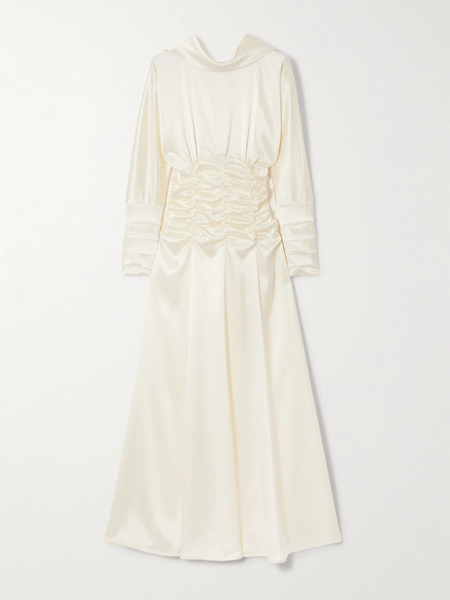  Violante Nessi Violante Nessi - Edgar Open-back Gathered Satin Gown - Ivory 