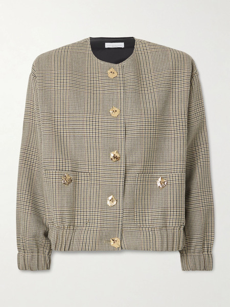  Violante Nessi Violante Nessi - Kelly Houndstooth Wool Bomber Jacket - Beige 
