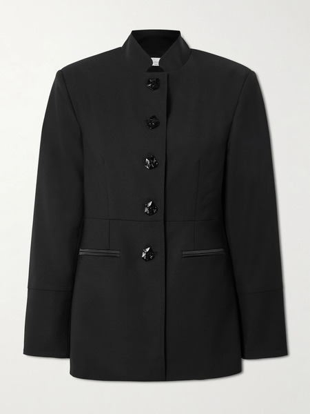  Violante Nessi Violante Nessi - Lille Satin-trimmed Wool-blend Blazer - Black 