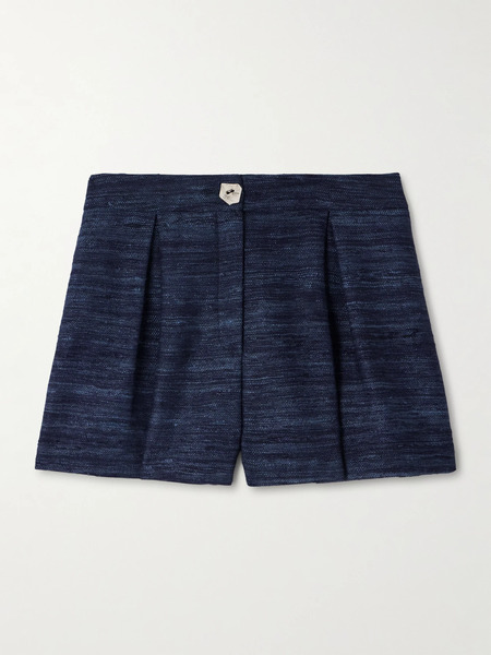  Violante Nessi Violante Nessi - Pasolini Pleated Silk-tweed Shorts - Navy 