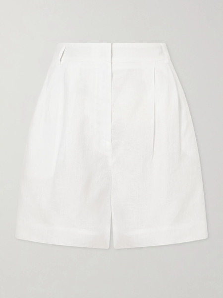 Violante Nessi Violante Nessi - Sherman Belted Pleated Linen Shorts - Ivory 