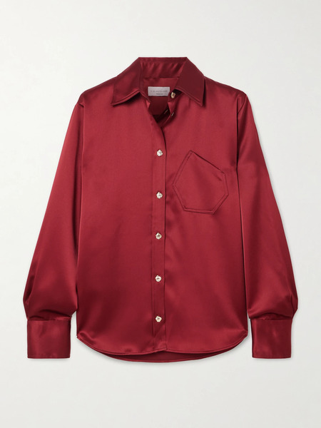  Violante Nessi Violante Nessi - Violi Button-embellished Satin Shirt - Burgundy 
