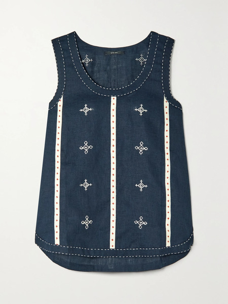  Vita Kin Vita Kin - Gera Embroidered Linen Top - Navy 