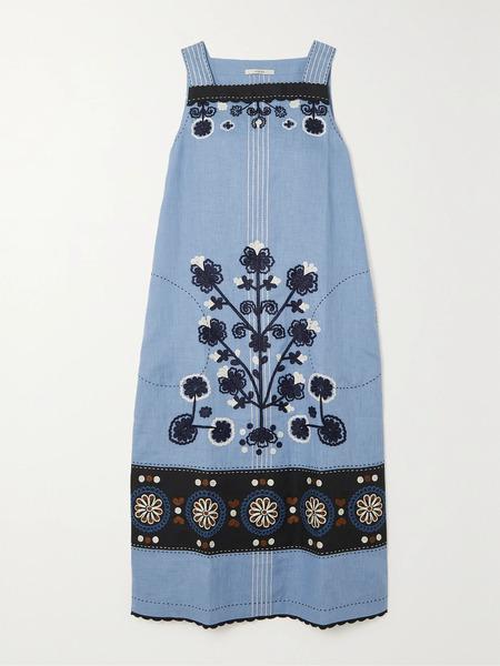  Vita Kin Vita Kin - Ulya Embroidered Linen Midi Dress - Blue 