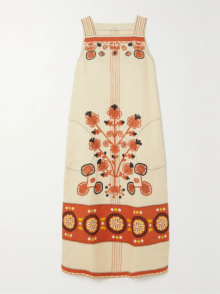  Vita Kin Vita Kin - Ulya Embroidered Linen Midi Dress - X Small 