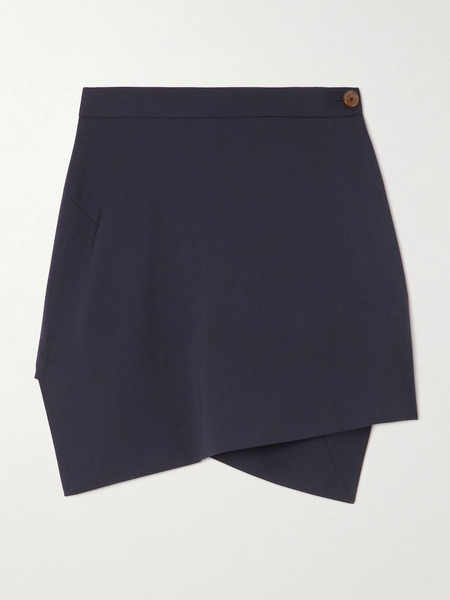  Vivienne Westwood Vivienne Westwood - Infinity Asymmetric Wool-twill Mini Wrap Skirt - Navy 