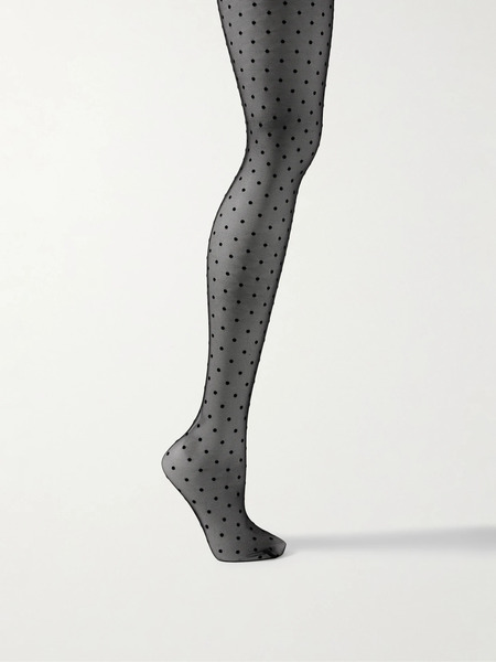  Wardrobe.nyc Wardrobe. Nyc - Flocked Stretch-tulle Tights - Black 