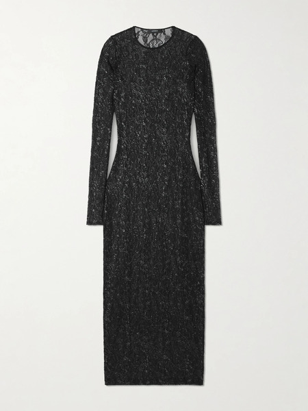  Wardrobe.nyc Wardrobe. Nyc - Metallic Corded Lace Midi Dress - Black 