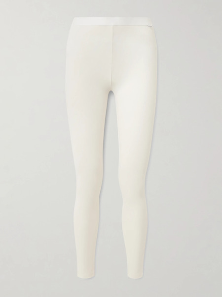  We Norwegians We Norwegians - Bibi Printed Merino Wool-blend Piqué Leggings - Off-white 