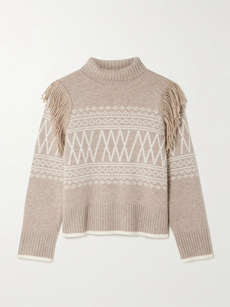 We Norwegians We Norwegians - Setesdal Fringed Fair Isle Merino Wool And Cashmere-blend Sweater - Sand 