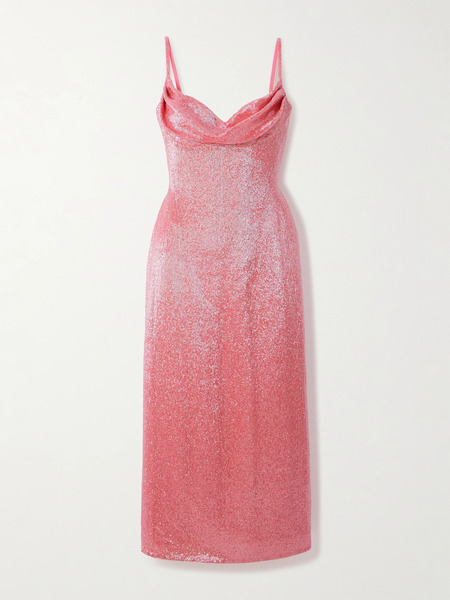  Wiederhoeft Wiederhoeft - Maggi Draped Beaded Tulle Gown - Pink 