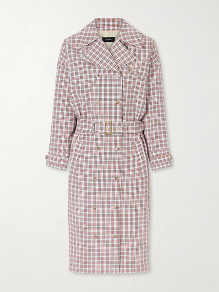  Willy Chavarria Willy Chavarria - Checked Belted Cotton Trench Coat - Red 