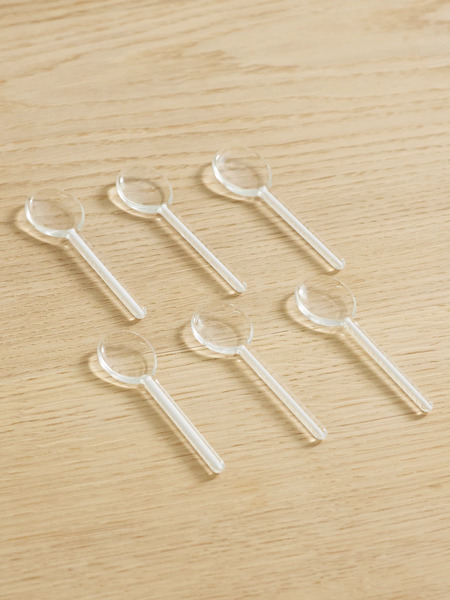  Yali Glass Yali Glass - Filigrana Set Of Six Glass Caviar Spoons - White 