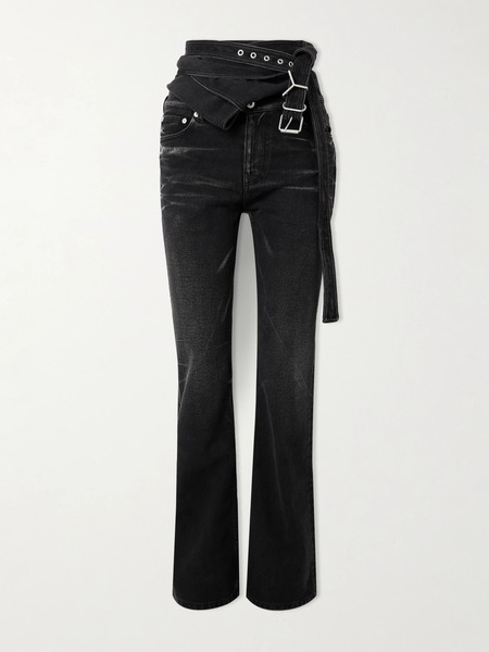  Y/project Y/project - Belted Bleached Low-rise Flared Jeans - Black 
