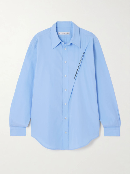  Y/project Y/project - Embroidered Organic Cotton-poplin Shirt - Light Blue 